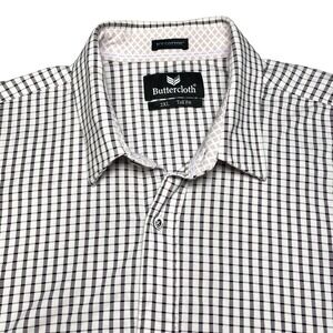 Buttercloth Dress Shirt 2XL Tall Icy Cotton Burgundy Plaid